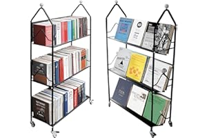 MYUTHDT 3-Tier Rolling Utility Cart Book Cart Withstand 200 lbs Multi-Functional Storage Trolley Can Installed in L and V shapes Grid Make Cart, For Home Shelves, School, Office, Living Room, Kitchen.