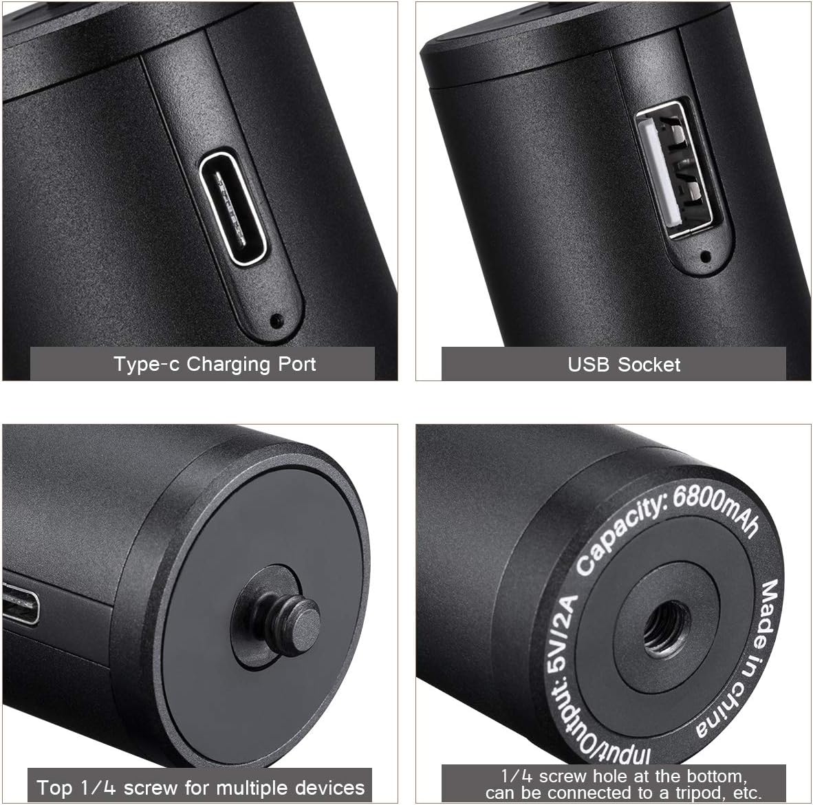 ULANZI BG-2 6800mAh Power Bank Hand Grip for Sony RX100 VII Canon G7X Mark III Compact Digital Cameras, GoPro 8 7 6 5 Action Cameras, DJI OSMO Pocket, and iPhone 11 Samsung Google OnePlus Smartphones: Electronics