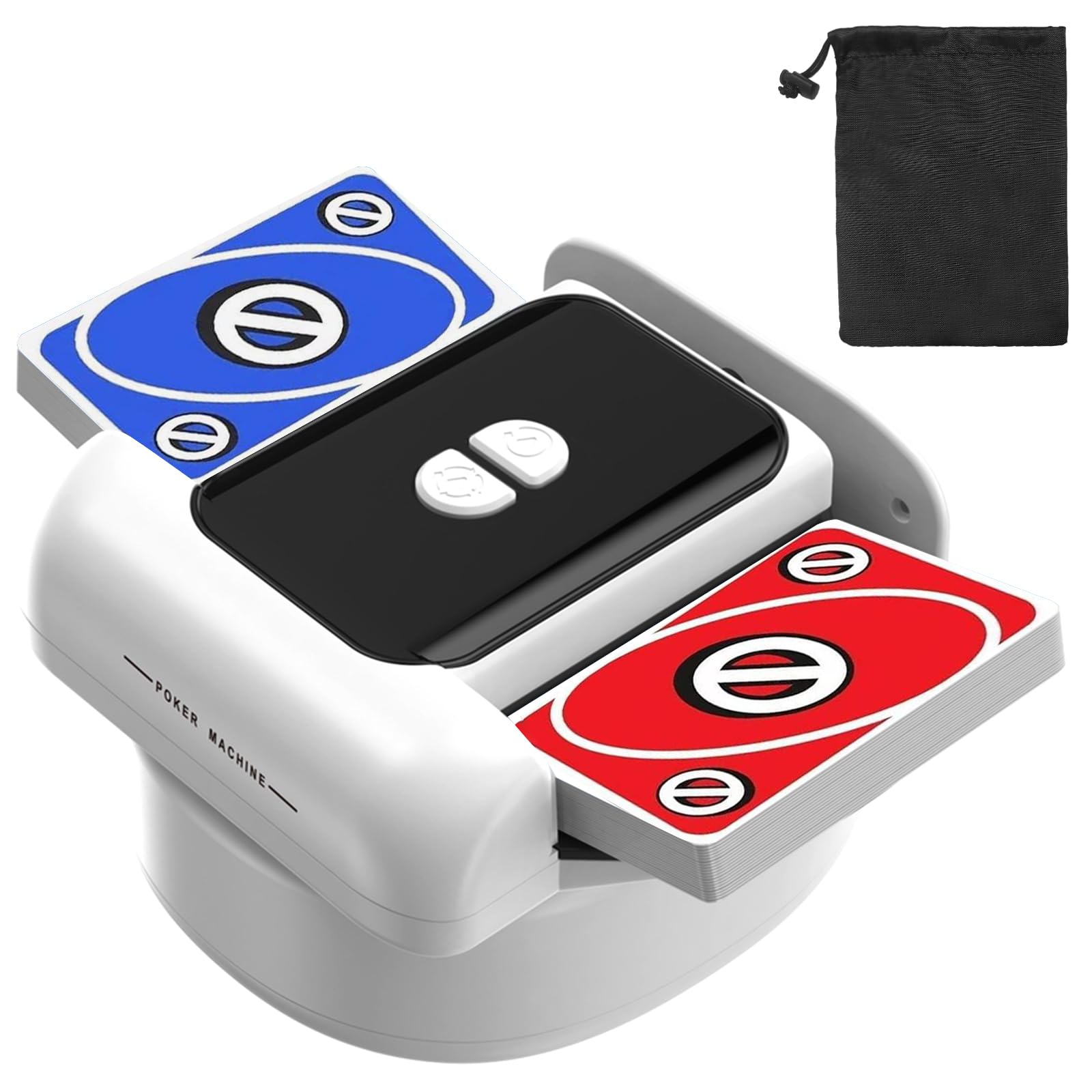 Casossuixin Card Shuffler Machine 1-2 Deck with 1 Playing Card Storage Bag, Low Noise Automatic Card Shuffler with One-Press AUTO&Manual Mode, Rechargeable Cards Shufflers for UNO, Kip-Bo, Phase 10