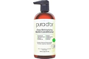 PURA D'OR Deep Moisturizing Biotin Conditioner Thickens, Softens, & Moisturizes Dry, Frizzy, Damaged Hair w/Argan Oil, Pumpkin, Rosemary, Honeysuckle, Vitamin E, Men & Women, 16oz