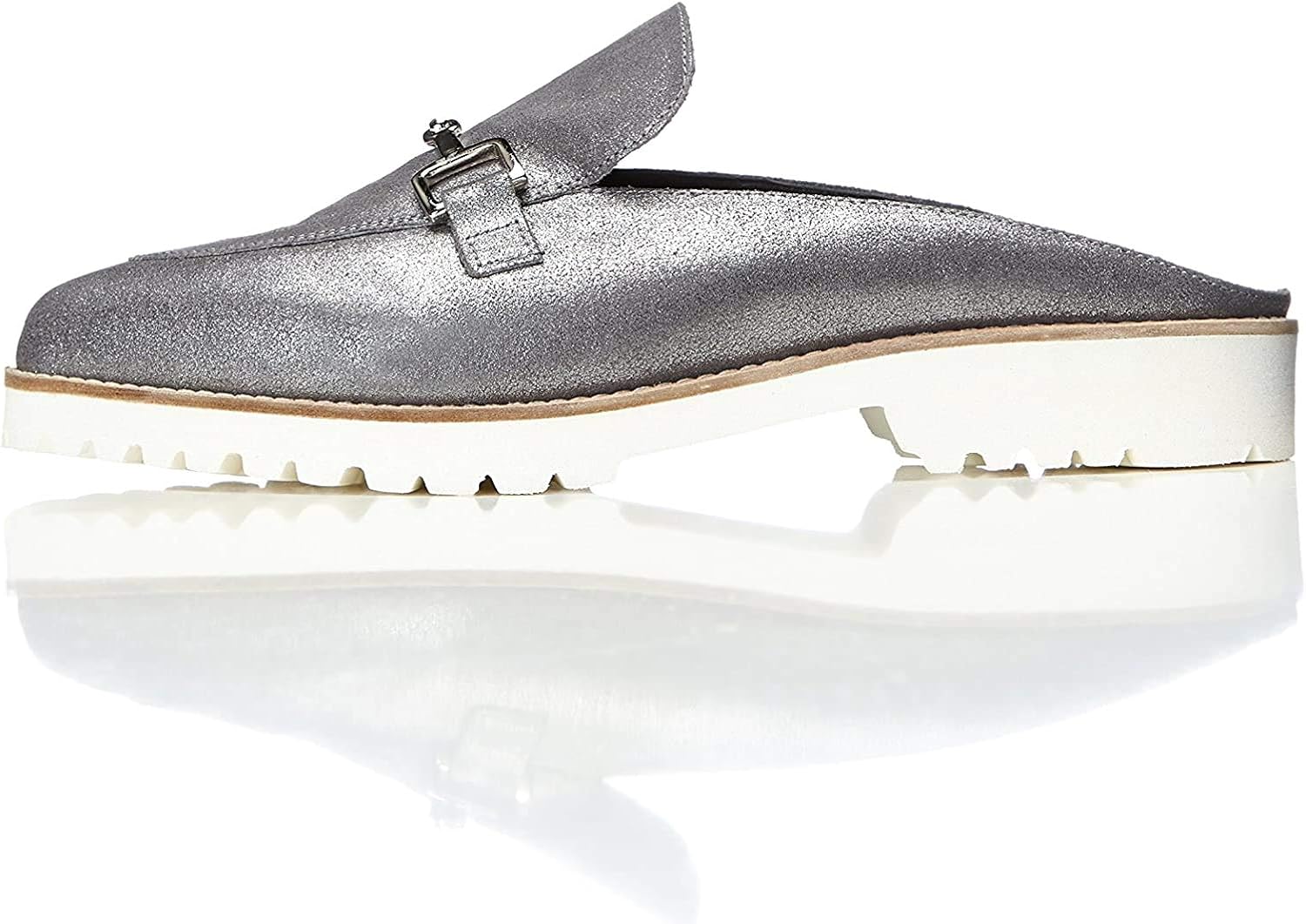 silver backless loafers