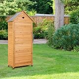 Tangzon Wooden Garden Storage Shed 5 Shelves Lockable Double Door 70x45x160cm view 8
