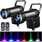 Pinspot Light 15W DMX 2 Pack, Czgor RGBW Disco Ball Lights with Remote | Remote Control / DMX512 / Sound Activated Pin Spotlight for Mirror Ball Party Wedding DJ Music Show