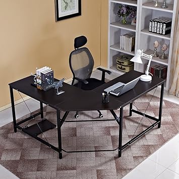 DlandHome Computertisch Eckschreibtisch Winkelschreibtisch L-förmig