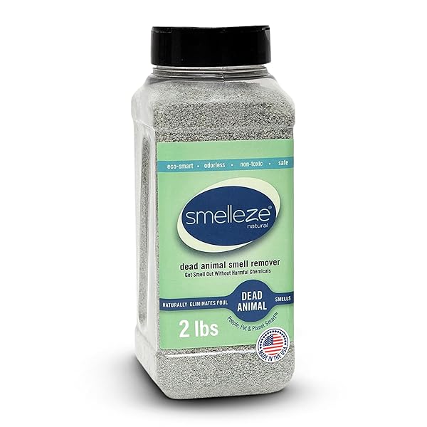 SMELLEZE NATURAL DEAD ANIMAL ODOR REMOVAL 2 LBS GRANULES: ELIMINATE DEAD RAT, MICE, SQUIRREL, CHIPMUNK, RACCOON & BAT SMELL. SAFE FOR INDOOR & OUTDOOR USE