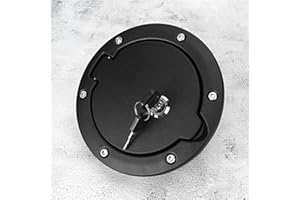 Yinhing Gas Cap Cover, Fuel Door Cover Universal Gas Tank Doors Replacement Aluminum Cap Fuel Filler Locking for Most Car, Bl