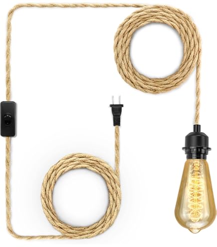 Portalámparas Colgante De Tela Con Interruptor De Atenuación E27 Vintage De 2 M Con Bombilla Gratis ~1267