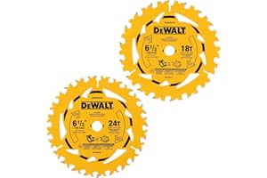 DEWALT Circular Saw Blade Combo Pack, 6 1/2 Inch, 18-Tooth and 24 - Tooth (DWA2612CMB)