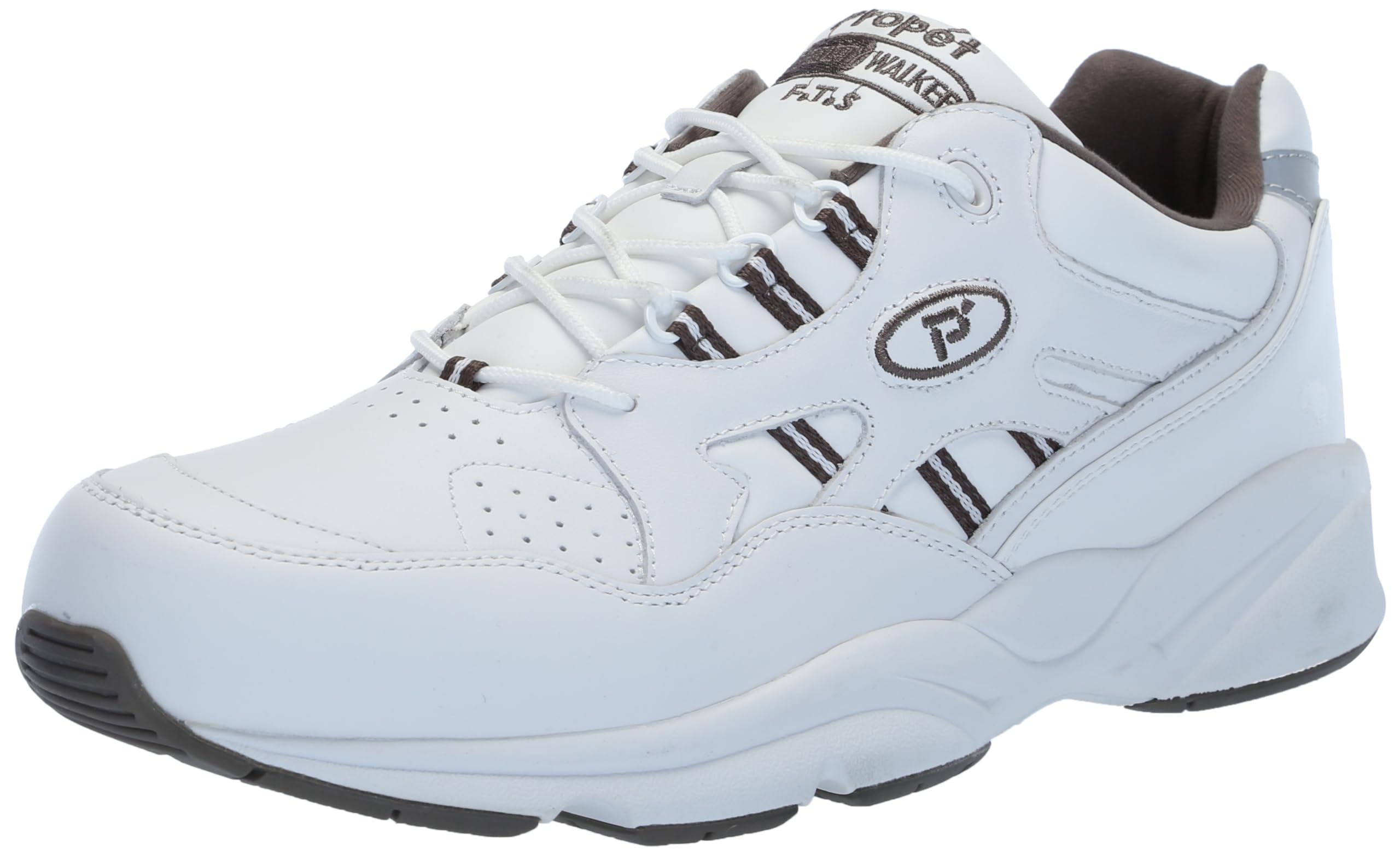 Propét Men’s Stability Walker White/Taupe 15 Medium US