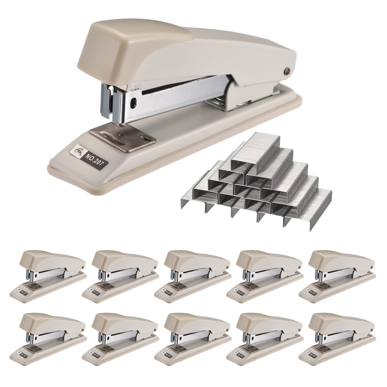 PATIKIL 10 Pieces Desktop Staplers with 6000 Staples, Standard Desk Staplers Office Stapler 25 Sheet Capacity(26/6) for Office, Home, White