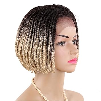 Half Hand Tied Braided Bob Wigs With Baby Hair For Black Women