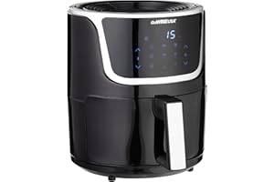 GoWISE USA GW22966 Fryer & Dehydrator Electric Air Fryer with Digital Touchscreen + Recipe Book, 5-Qt, Black/Silver