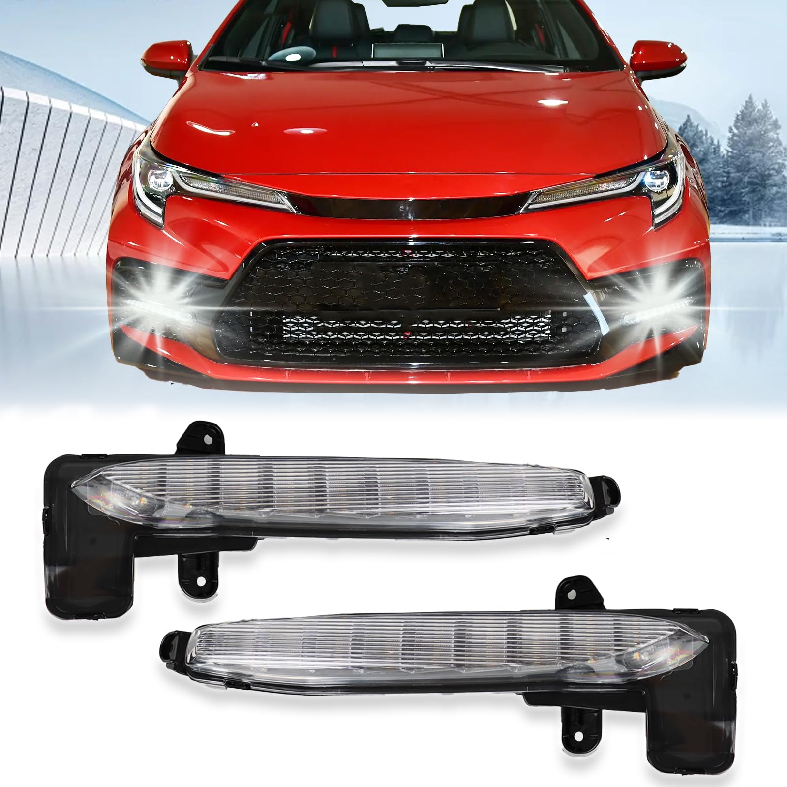 Photo 1 of PGTOPONE Switchback White/Amber LED Front Fog Daytime Running Lamp w/Dynamic Flash LED Turn Signal light Feature Compatible with Toyota Corolla 2020-2022 SE XSE Hybrid Accessories