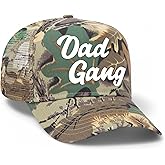 Dad Gang Camo Mesh Back Trucker Hat | Premium Snapback Baseball Hat for Men, Fathers, & Dads