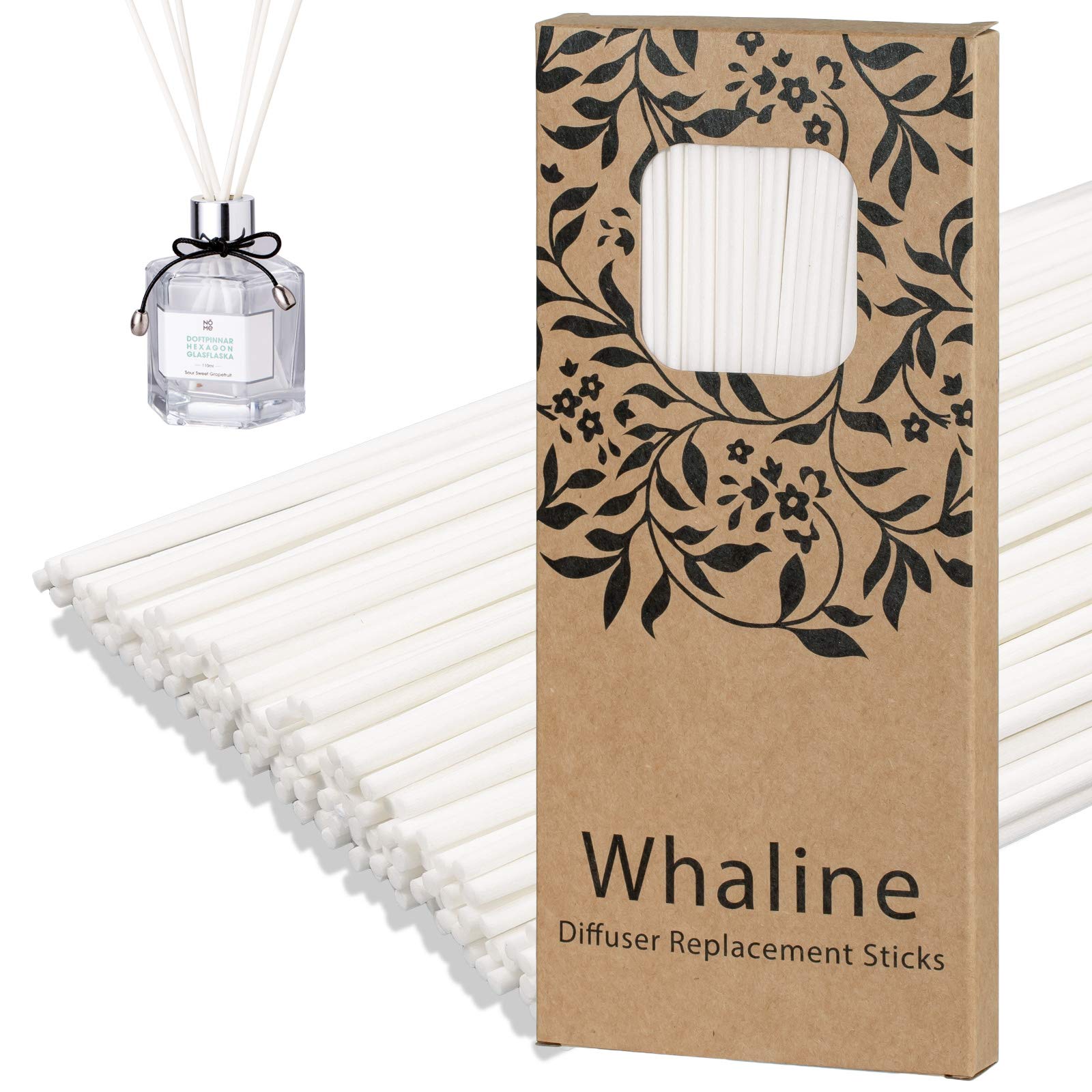 Whaline 150Pcs Fiber Reed Diffuser Sticks White Diffuser Reeds Replacement Refill Sticks with Box 25cm x 3mm Fragrance Diffuser Sticks for Diffuser Oils Fragrance Refill