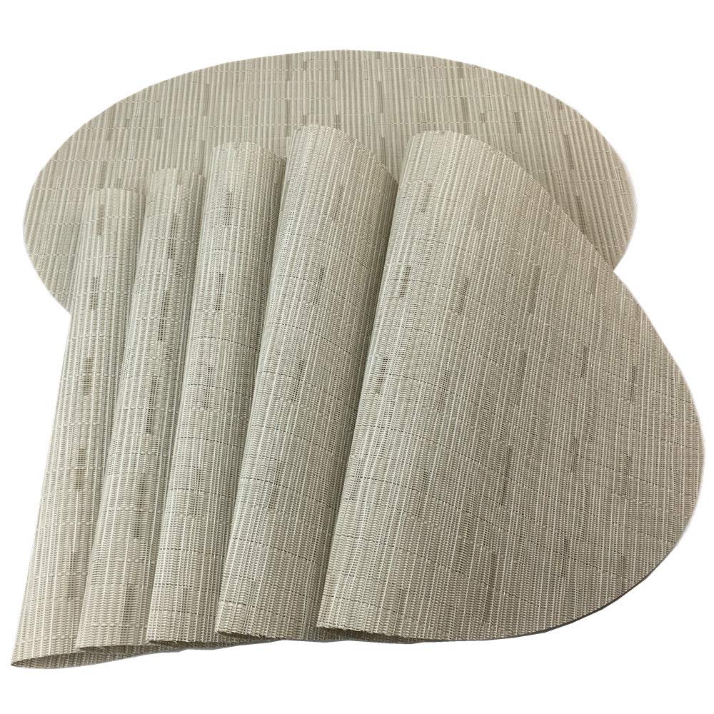 Red-A Placemats, Imitation Bamboo Oval Woven Vinyl Heat Resistant Placemats Washable Table Mats for Kitchen Table Set of 6,Cream — image 1