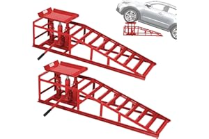 Hydraulic Car Ramps 2 Pack, 11000 LBS/5T Heavy Duty Steel Auto Service Ramps, 9.4"-13.34" High Lift for Truck, Vehicle, SUV, 