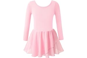 DANSHOW Girls Team Basic Long Sleeve Leotard with Skirt Kid Dance Ballet Tutu Dress