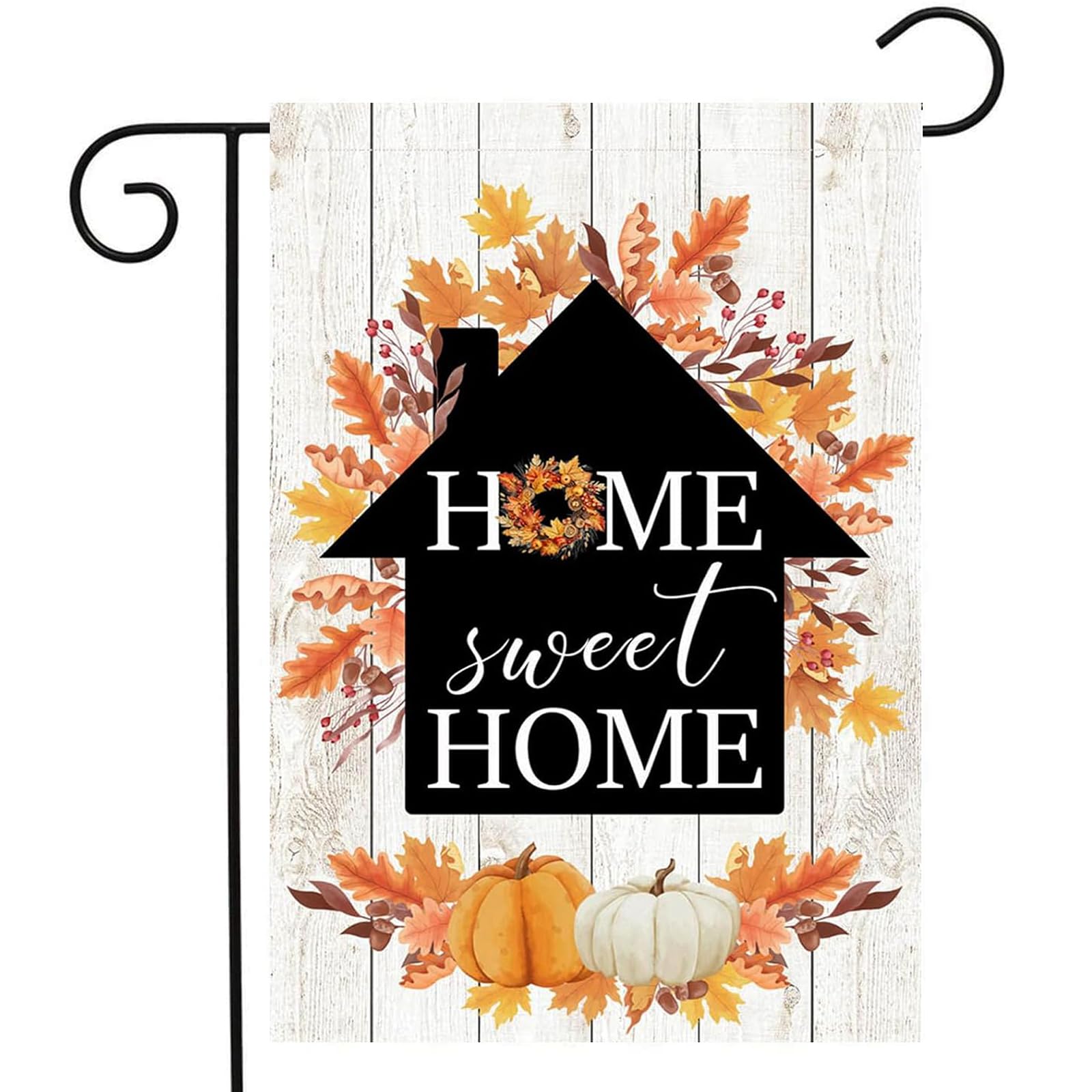 Photo 1 of ZCHOMI Fall Pumpkin Leaves Garden Flag 12x18 Inch Double Sided Burlap Home Sweet Home Autumn Thanksgiving Home Yard Flag for Seasonal Holiday Outside Patio Outdoor Fall Decor