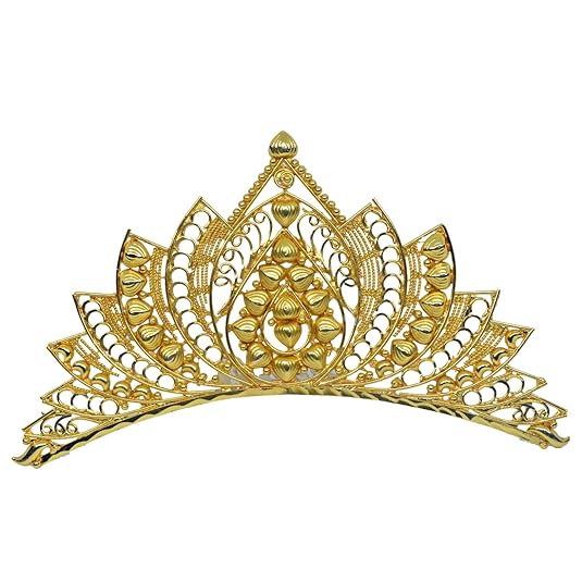 Srijacollections Golden Lotus Design Big Crown Tiara Mukut for Bengali