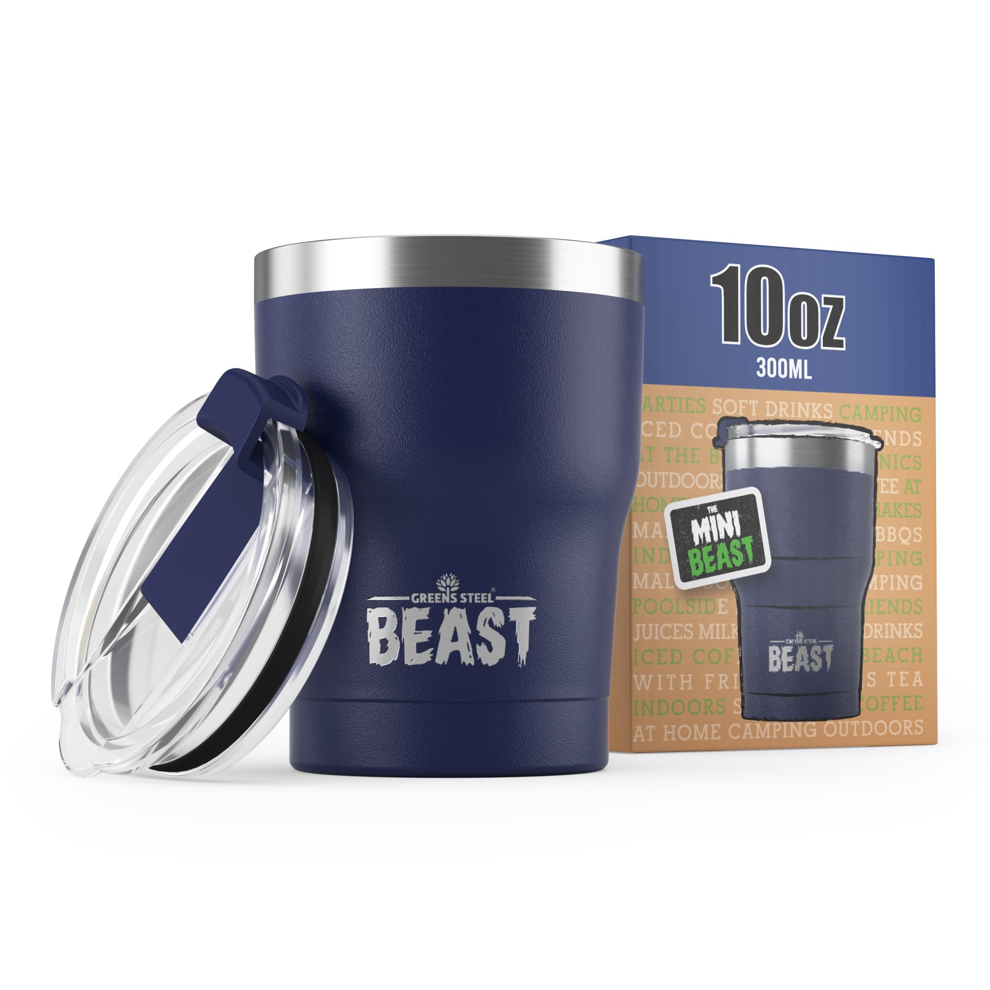 Beast Tumbler - 300 ml (10 oz), Royal Blue | Reusable Stainless Steel, Vacuum Insulated Cup | Double Wall Travel Flask Perfect for Hot or Iced Coffee | BPA Free