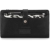 Montana West X Wrangler Black Wallet for Women Leopard Print Wallets, Card Cases & Money Organizers Bifold Credit Card Cash Wallets Ladies Female Clutch Wallet with Double Coin Purses