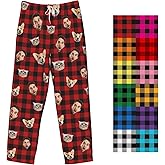 oattow Custom Pajamas Pants Plaid Personalized Funny PJ Pant Design with Face Pajama for Men Women Dog Pet