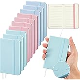 Qeeenar 10 Pcs Hardcover Leather Pocket Notebook 4 x 2.5 Inch Small Notebook 50 Sheets Hardcover Mini Notepad Tiny Lined Journal for Office Home School Writing Supplies (Pink,Blue,Green)
