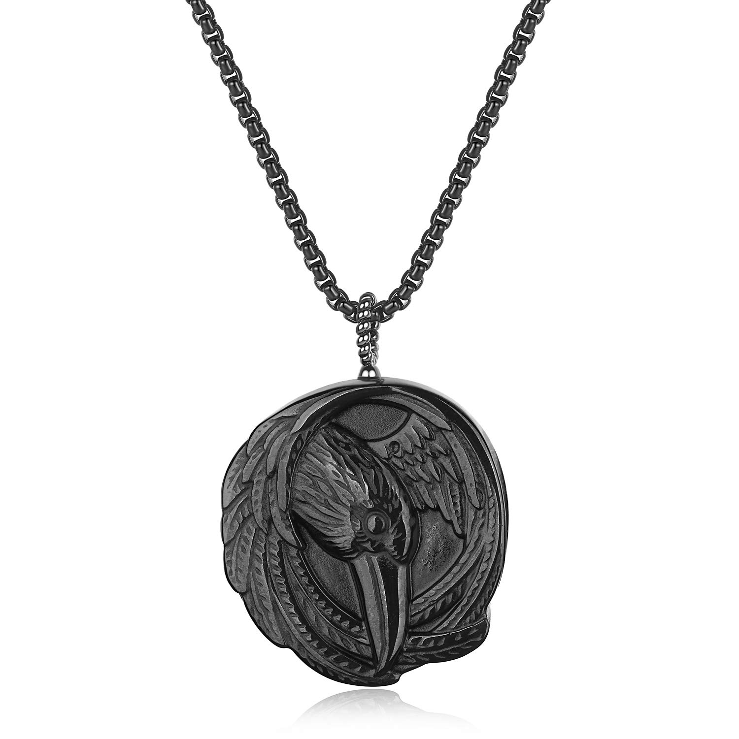 COAI Raven Viking Necklace Black Obsidian Stone Necklace for Men Women — image 1