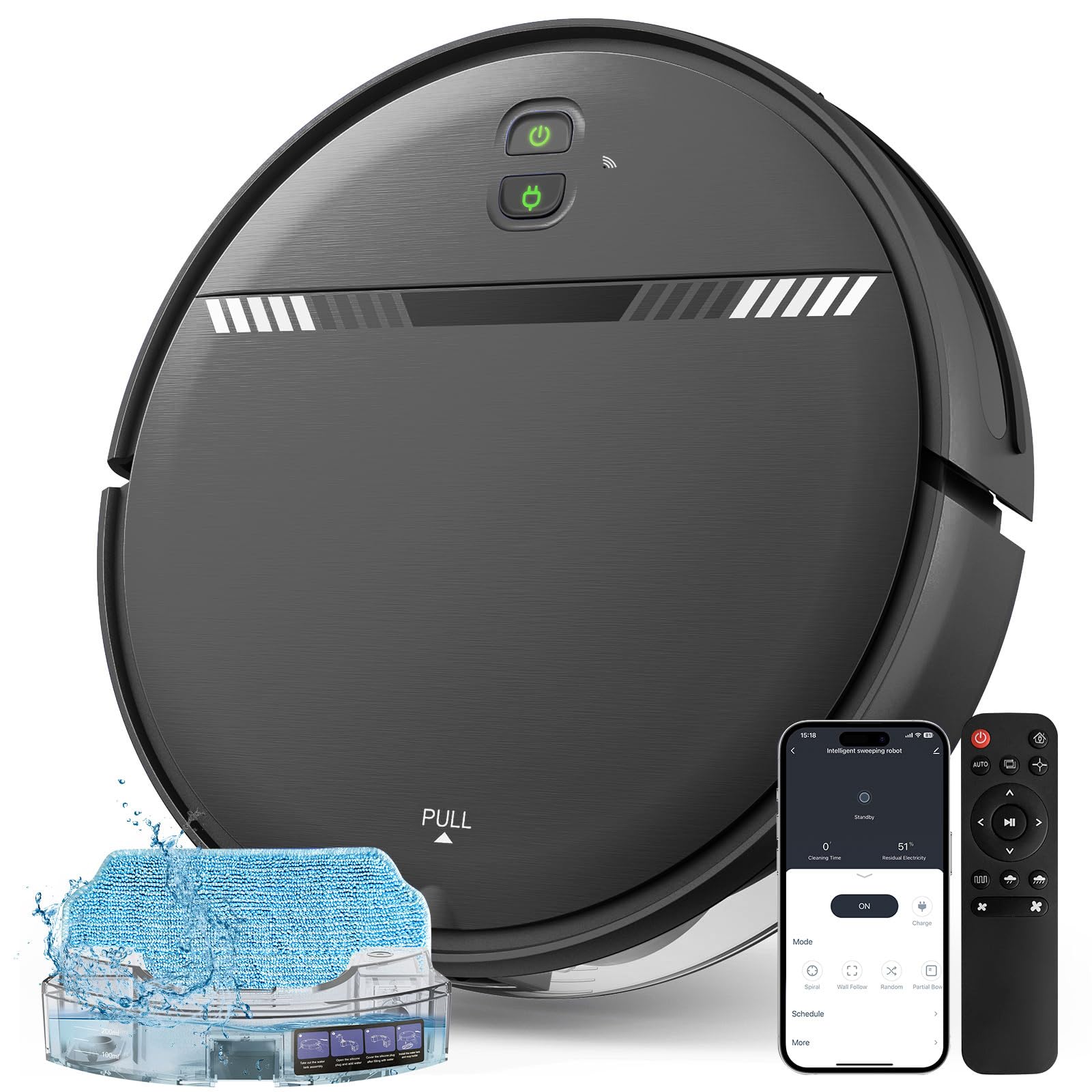 Photo 1 of XIEBro Life Robot Vacuum and Mop Combo, Cleaner Self Vacuum Robot 2 in 1 with WiFi/App/Voice, Schedule, Water Tank and Dustbin, Self-Charging, Slim, Ideal for Hard Floor, Pet Hair, Carpet