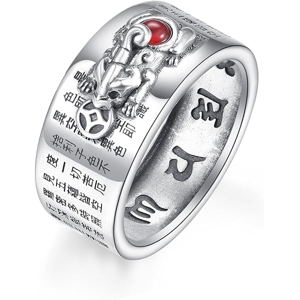 Amazon.com: JAJAFOOK Men's Stainless Steel Ring Silver Lucky Charm