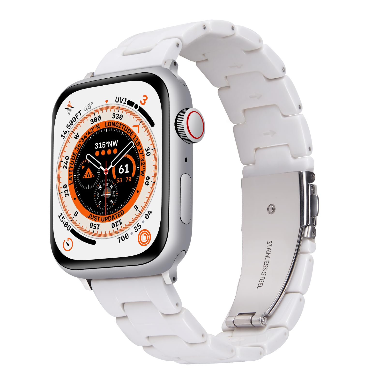 BINLUN Compatible with Apple Watch Straps 38mm 40mm 41mm 42mm-S10 for Women Men, Ladies Resin Watch Band Compatible with iWatch Series 11/10/9/8/7/6/5/4/3/2/1/Ultra/Ultra 3 2/SE/SE3 2(White)