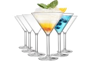Yopay Set of 6 Unbreakable Martini Glasses, 10 Ounce Plastic Cocktail Glasses for Whiskey, Margarita, Manhattan, Holiday, Par