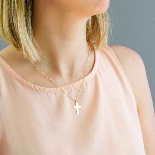 Personalized Cross Necklace Engraved with a Name, Date