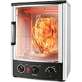 Nutrichef Vertical Countertop Oven with Rotisserie, Bake, Broil, & Kebab Rack Functions - Adjustable Settings - 2 Shelves - 1