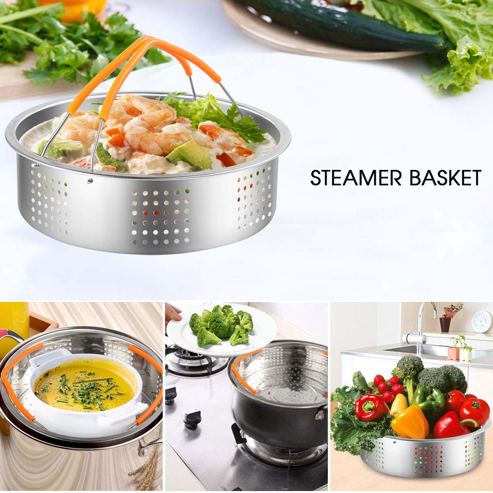 iduola 13 Pieces Instant Pot Accessories Set Fits 5,6,8 Qt - Steamer Baskets, Springform Pan, Steaming Trivet Rack, Egg Steamer Rack, Dish Plate Clip, Oven Mitts, Magnetic Cheat Sheets & More