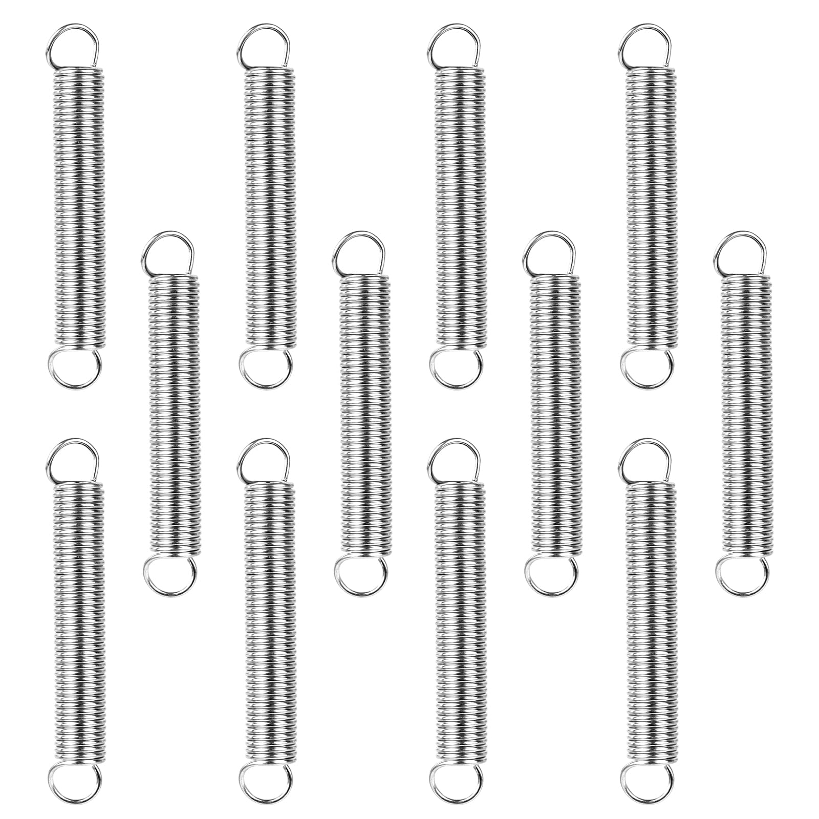 Photo 1 of 12Pcs Extension Spring 2/5 inch x 2-4/5 inch, 0.047 Inch Spring Steel Dual Hook Tension Springs Steel Hook Ends Construction Tension Springs with Hook Ends for Machinery Industrial Garage Door DIY