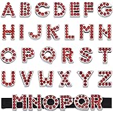 KISSITTY 52pcs/Box Alloy Rhinestone Alphabet Pendant Charms Crystal Red Letter A-Z Metal Light Siam Loose Spacer Beads Slide Charms 12mm for DIY Bracelet Necklace Jewelry Crafts Making