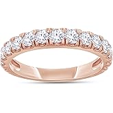 Half Eternity Wedding Band Ring for Women 1 Ctw Round Lab Grown Diamond | Stackable Ring In 925 Sterling Silver, 10K Or 14K Solid Gold