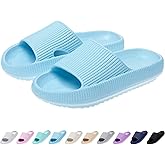 rosyclo Cloud Slides for Kids, Toddler Pillow Slippers Shower Bathroom Non-Slip Open Toe Super Soft Comfy Thick Sole Cozy Boys Girls Home House Cloud Cushion Slide Sandals for Indoor Outdoor Shoes