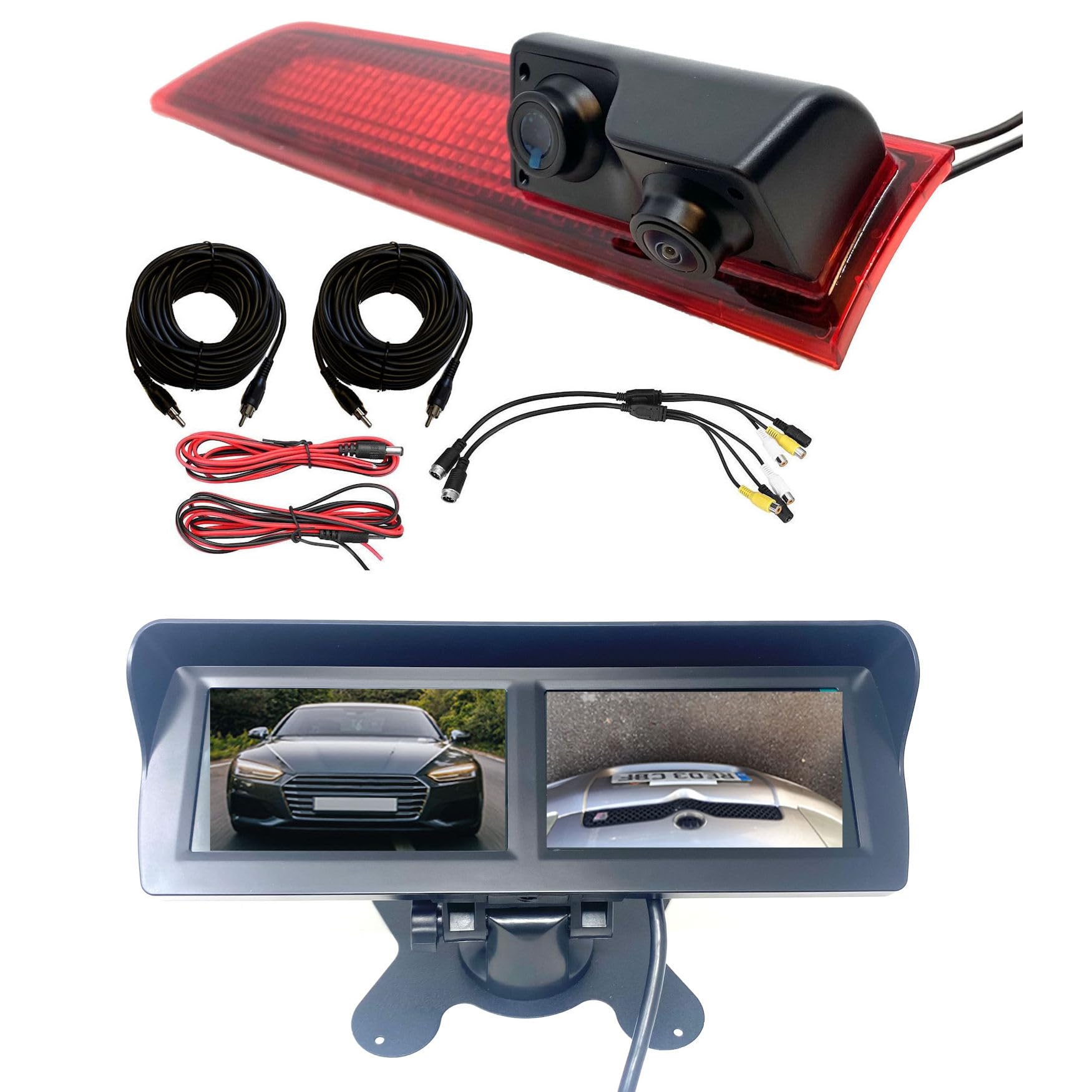 Dolphin Automotive Dual Van Reversing Camera Fits Ford Transit Custom 2012 - May 2016 with Double Rear Doors (with 4.3" Twin Dash Monitor)