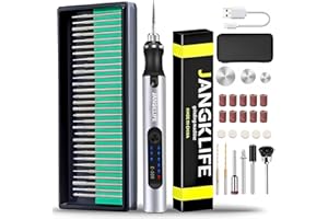 JANGKLIFE Electric Engraving Pen, 3-Speed Mini Cordless Rotary Tool Kit with 54 Accessories - USB-C Rechargeable for Wood, Metal, Glass, Plastic - Ideal for DIY, Jewelry & Craft Projects