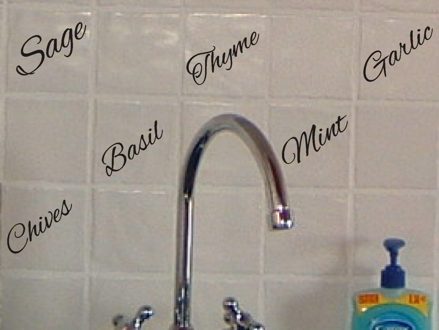 SERICOL 12 x SAGE CHIVES BASIL THYME MINT GARLIC Tile transfer stickers kitchen HOME (DARK PURPLE, 130mm)