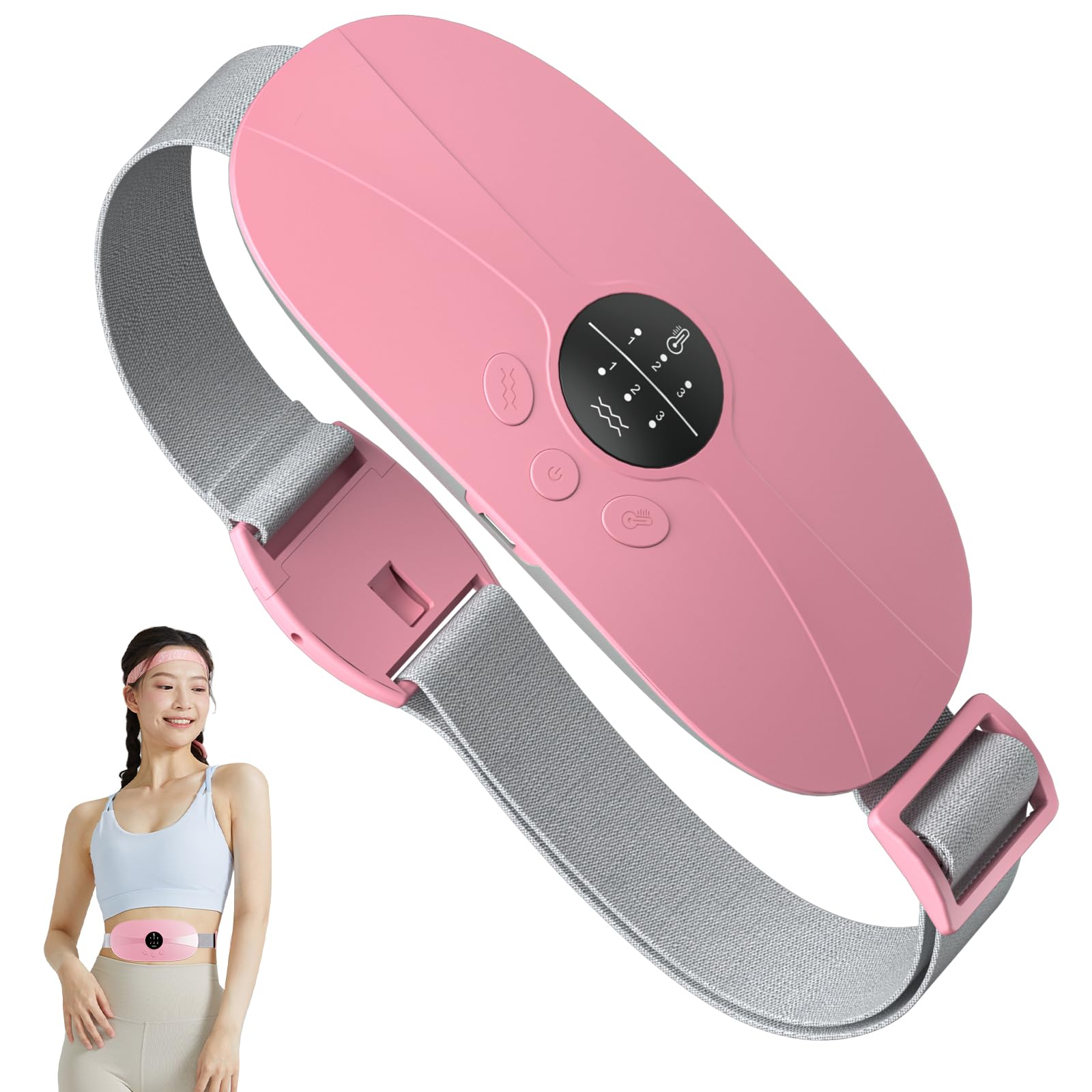 Portable Menstrual Heating Pad, KBCASE Period Cramp Heat Pad with 3 Setting Levels, Fast Heating Pad for Period Pain Relief, Electric Menstrual Belt for Stomach Back Pain Relief Women and Girl