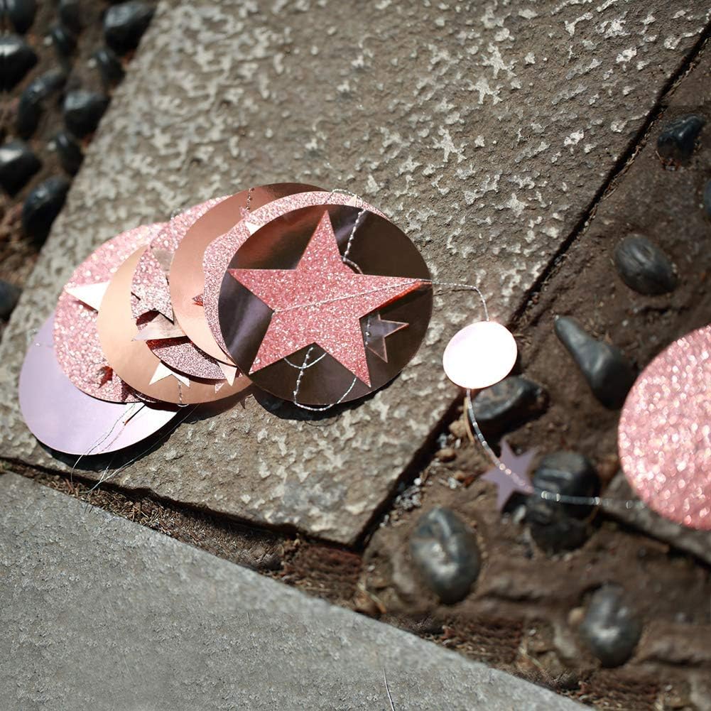 Rose Gold Circle Dot Garland Streamer Kit for Twinkle Star Party Decoration Glitter Reflective Paper Hanging Bunting Banner Backdrop Background for Wedding/Baby Shower/Christmas/Birthday/Prom/Wedding - Image 4