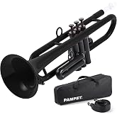 PAMPET Plastic Bb Trumpet Standard Trumpet Set for Student Beginner Black | Lightweight Durable Professional Standard Trumpets Bb Trumpets Instrument With 3C and 7C Mouthpiece