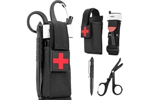 BACKTIME Tourniquet Pouch Kit, Enhanced Tourniquet Pouch Featuring a Metal Tourniquet, Scissors, and Tactical Pen; Includes a Metal Combat Tactical Tourniquet, Trauma Shears, and Molle TQ Set in Black Color