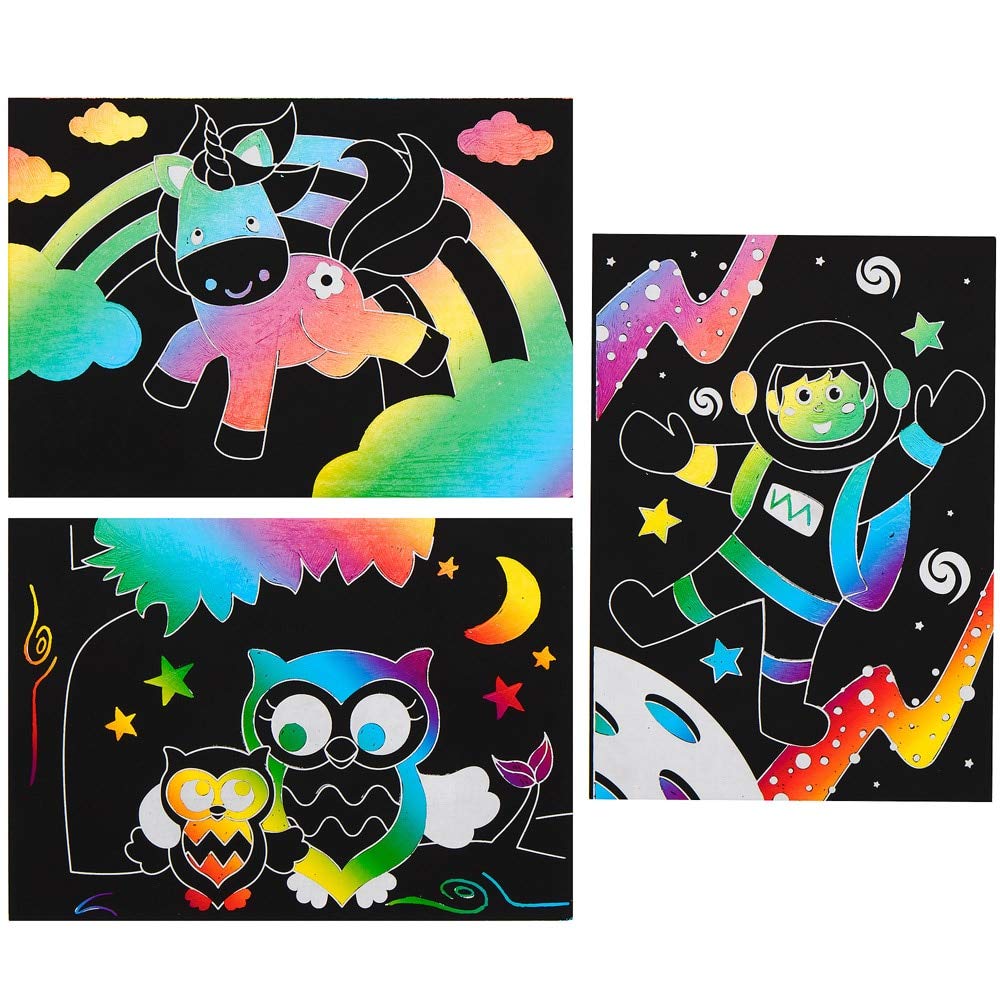 Baker Ross AX104 Scratch Art Pictures Assortment, for Kids Arts and Crafts Projects (Pack of 10), Assorted - Image 3