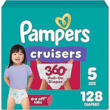 Pampers Diapers - Cruisers 360 - Size 5, 128 Count, Babyproof up to 100% Leakproof Pull-On Diaper