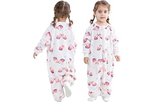 MICHLEY Toddler Flannel Sleeping Sack with Feet,Long Sleeve Baby Sleeping Bag 3-Way Zipper Super Warm Wearable Blankets